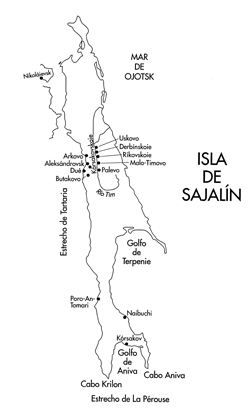Mapa de la isla de Sajalín