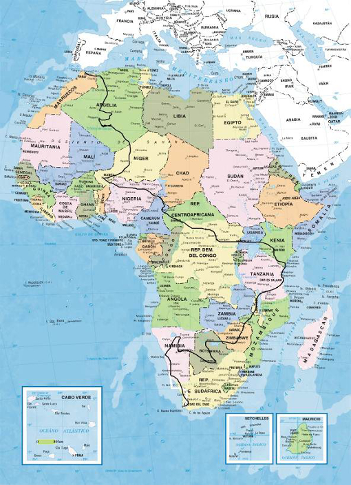 Mapa de la ruta por África